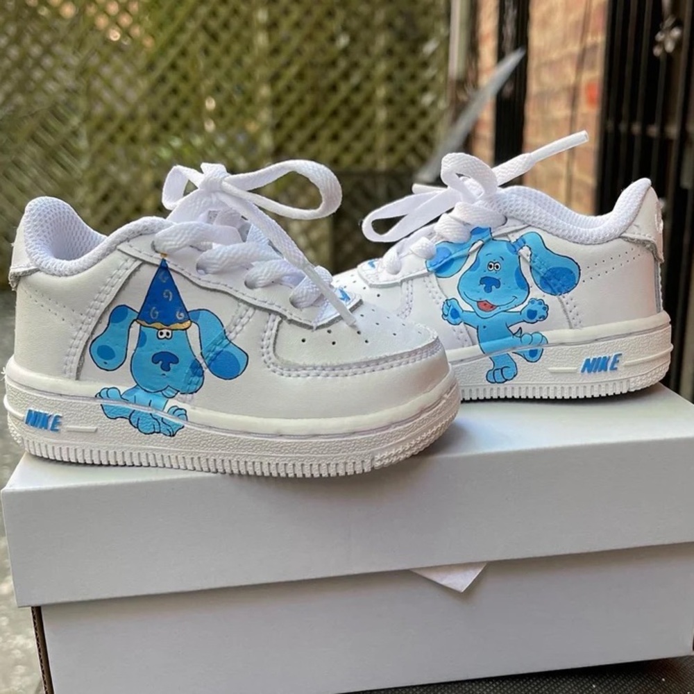 Nike Kids White and Blue Sneakers